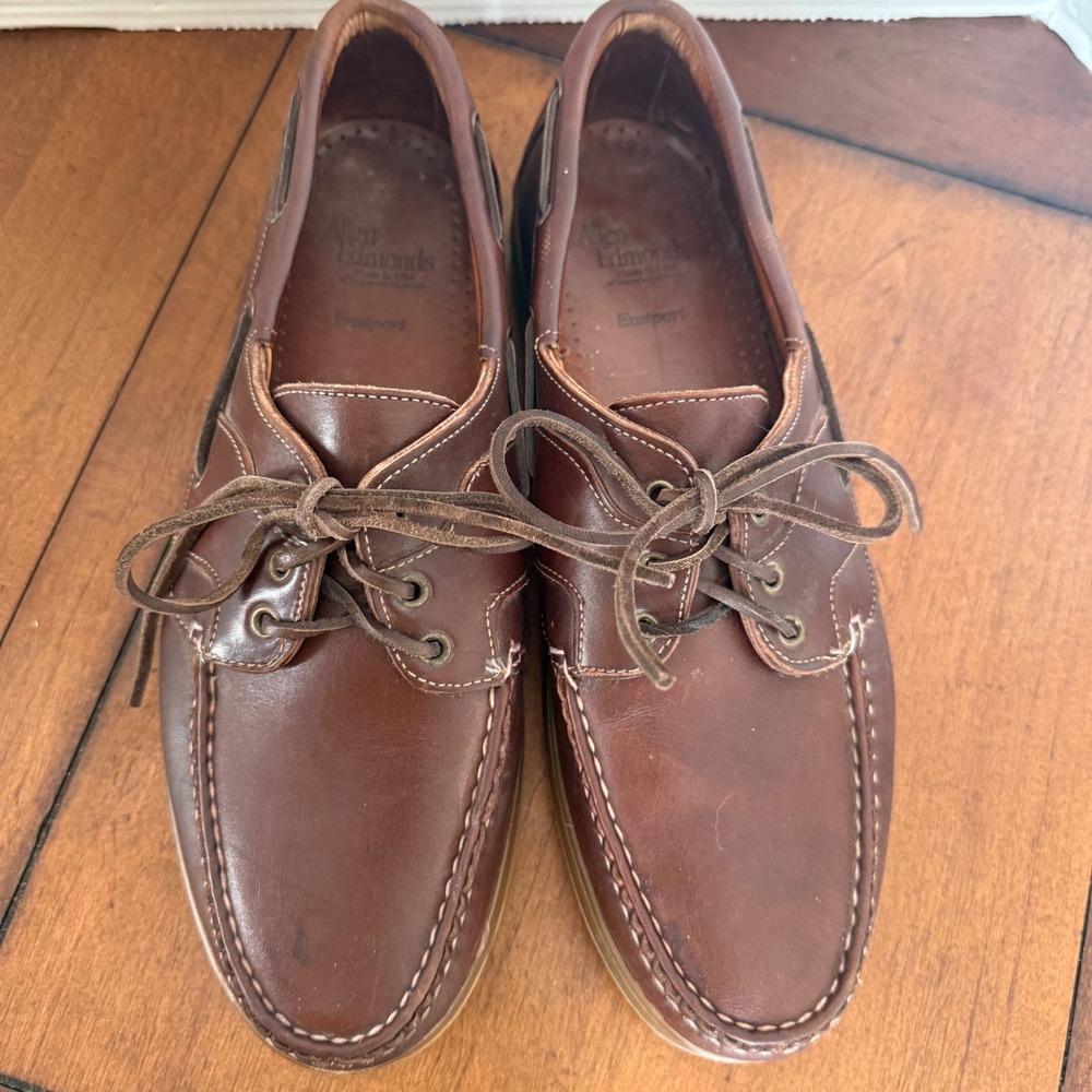Allen Edmonds Eastport Brown Leather Boat Shoes Mens 11.5 E USA Made - Picture 2 of 7